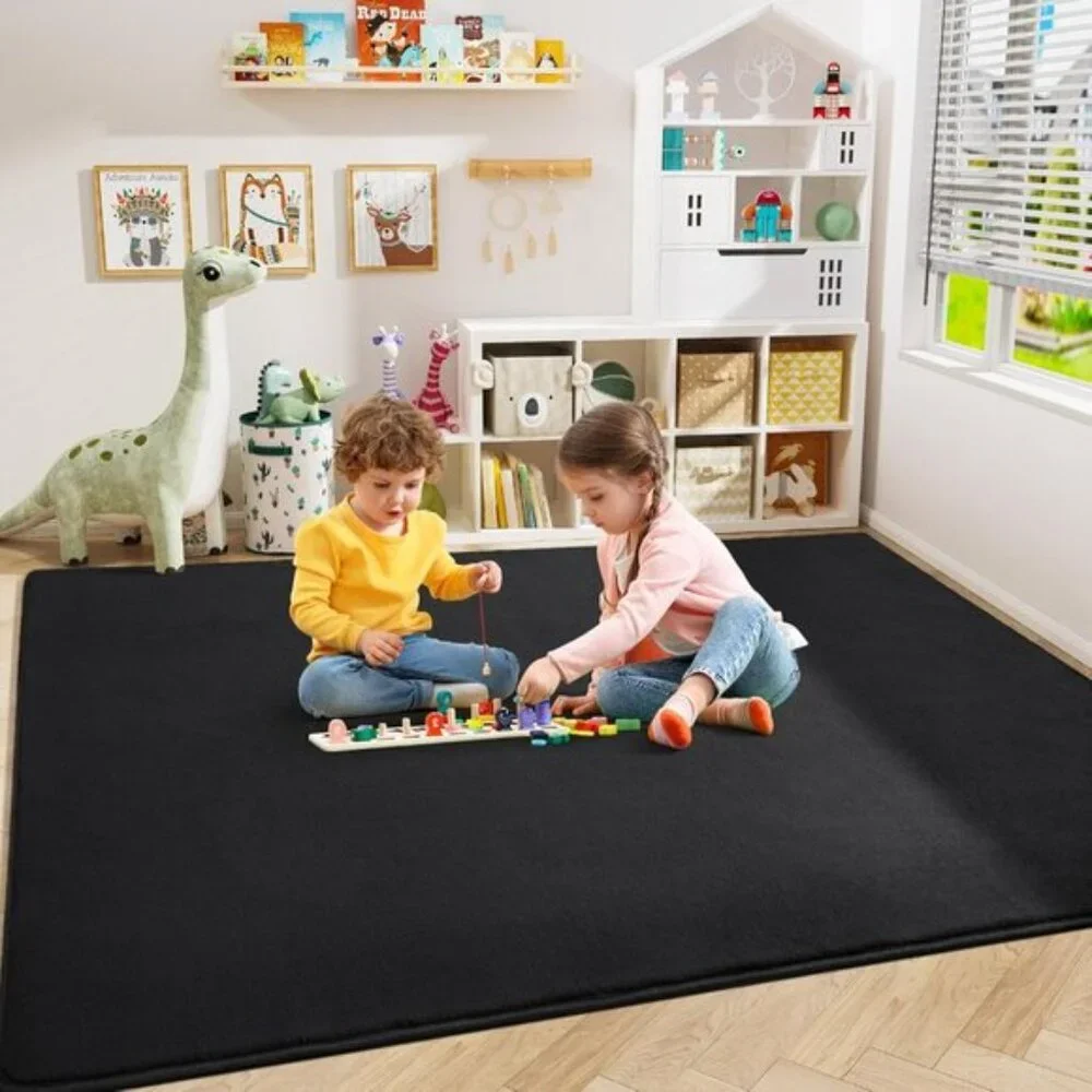 New 4x6 Black Modern Area Rug, Fluffy Memory Foam Carpet for Home & Bedroom